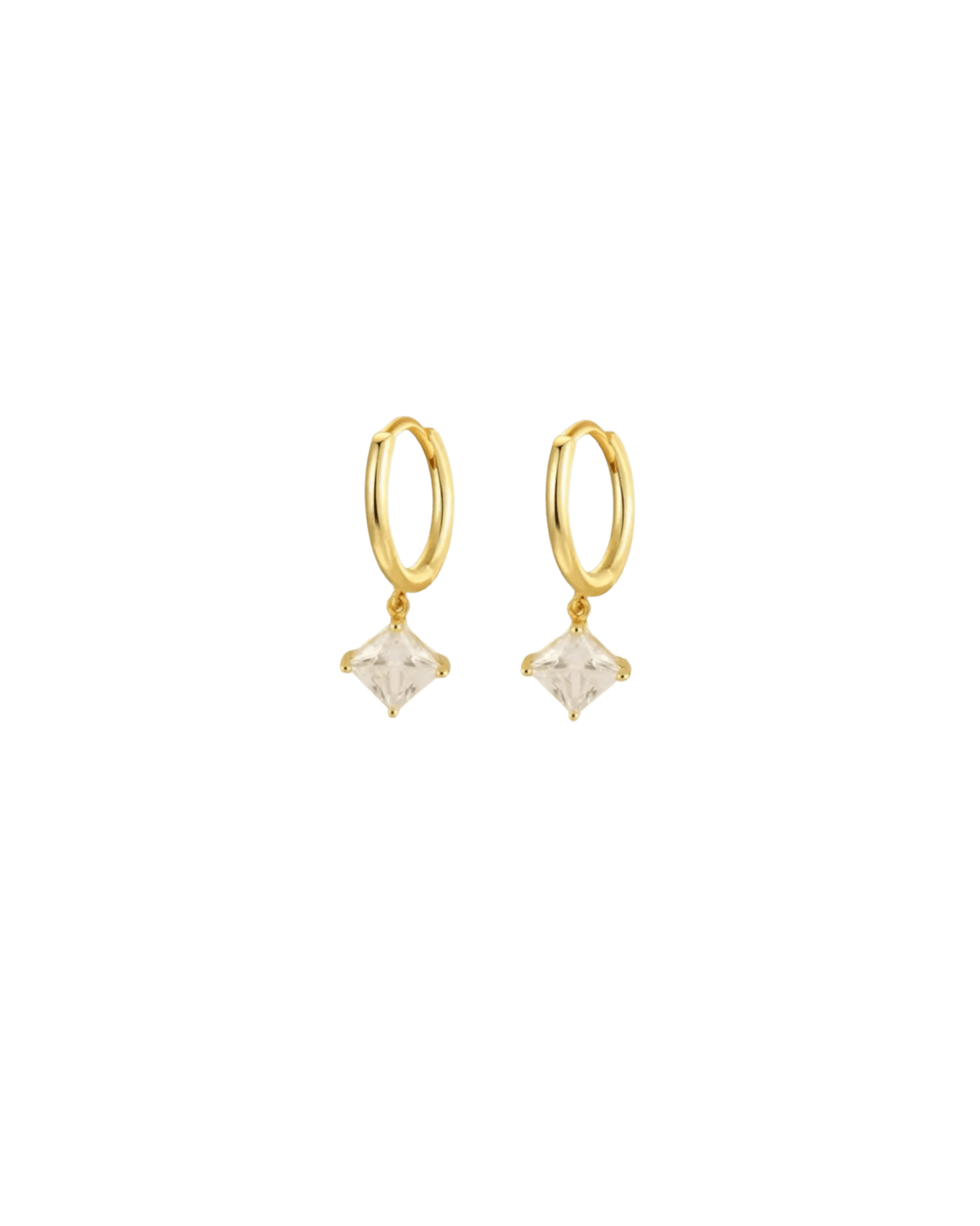 Boucles La Daily Out anneaux dorés ou argentés zircon losange waterproof & hypoallergéniques HÉMÉRA
