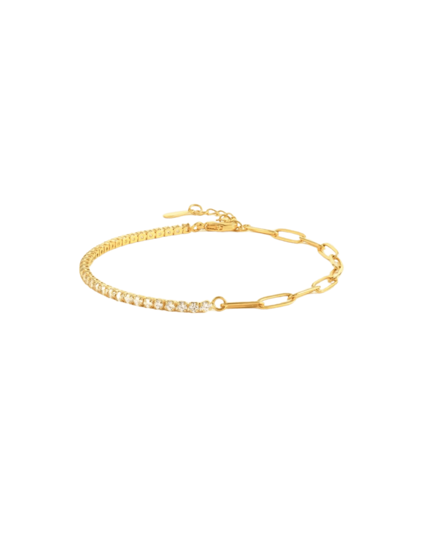La Diamond Boss collier ou bracelet plaqué or avec moitié zircons, moitié maillons waterproof & hypoallergénique HÉMÉRA