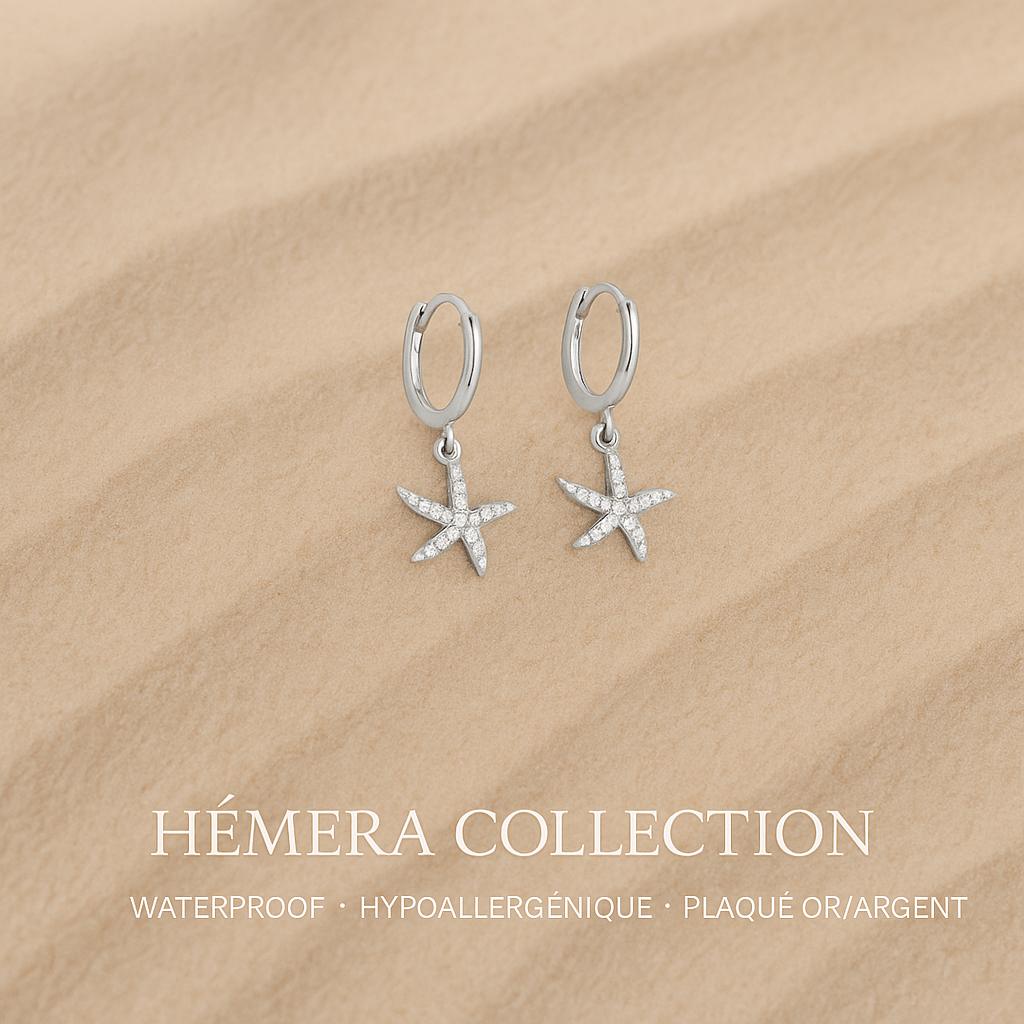 La Ocean Star – Boucles d’oreilles étoile de mer waterproof HÉMÉRA