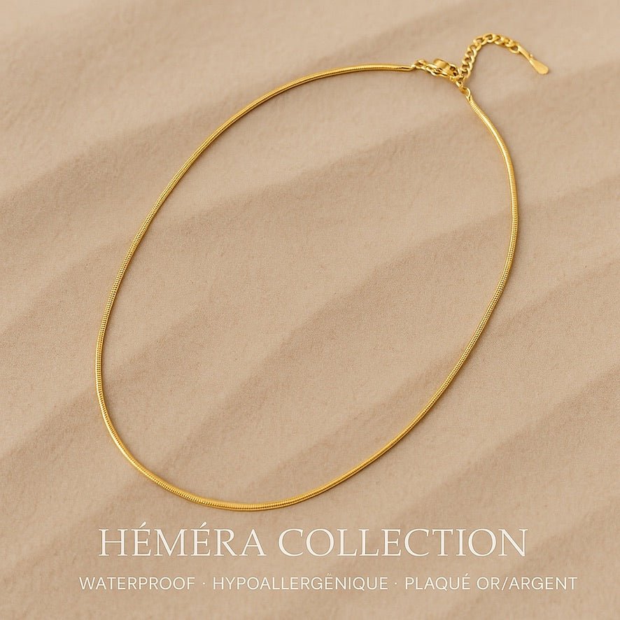 Round Snake – Collier doré ou argenté waterproof HÉMÉRA