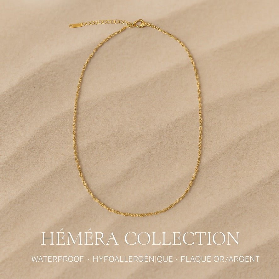 Collier La Twist torsadé doré waterproof & hypoallergénique HÉMÉRA