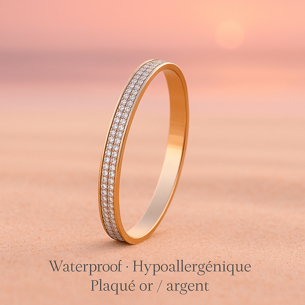 Bracelet L’Auréa plaqué or ou argent avec cristaux sertis waterproof & hypoallergénique HÉMÉRA