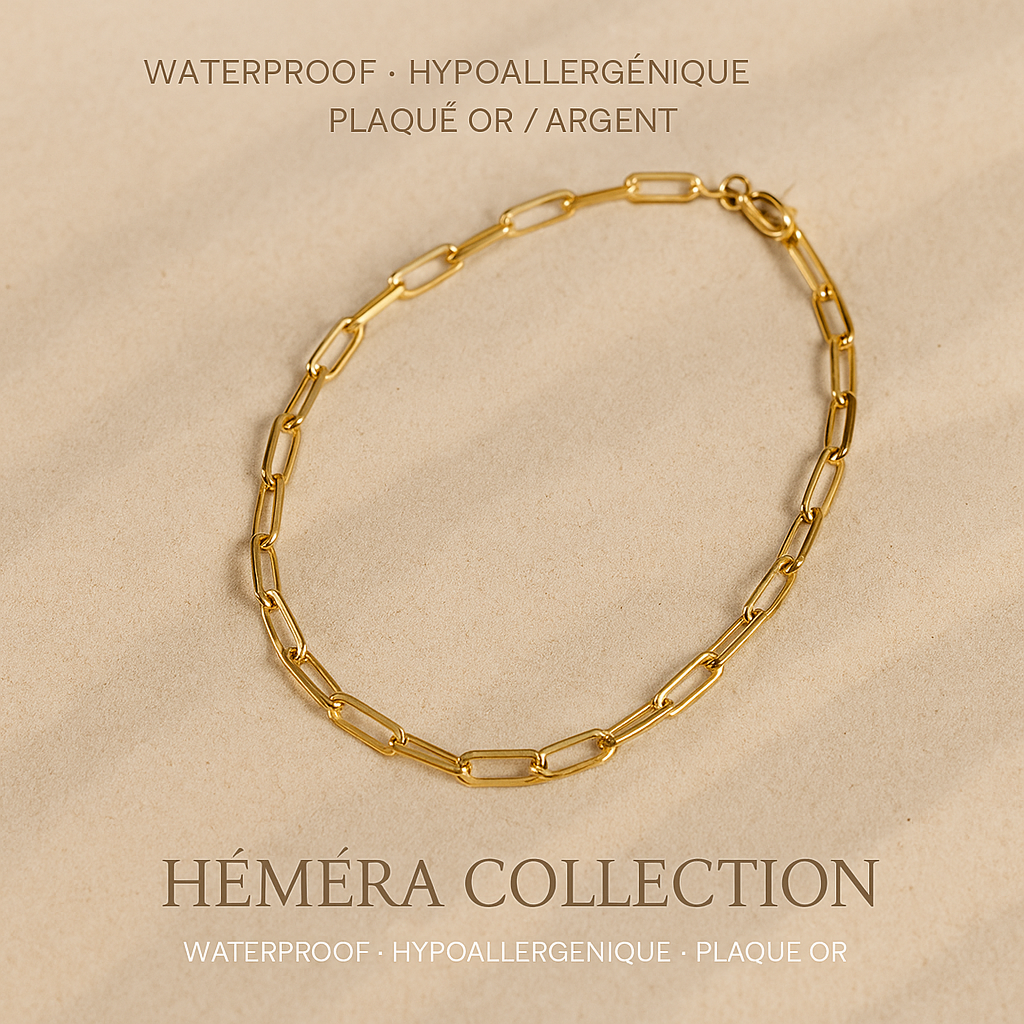Collier La Chainy chaîne dorée ou argentée waterproof & hypoallergénique HÉMÉRA