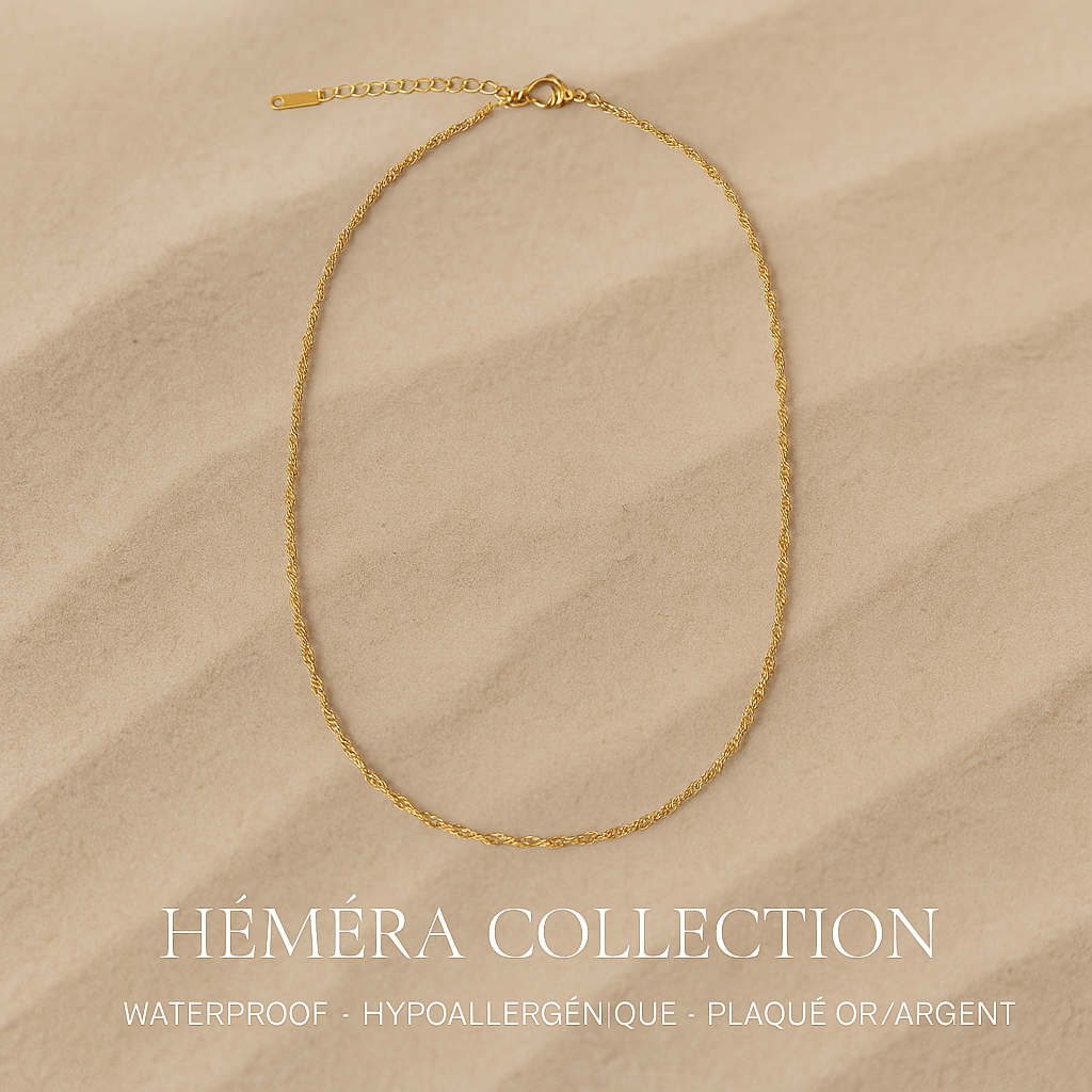 Collier La Daily doré ou argenté waterproof & hypoallergénique HÉMÉRA