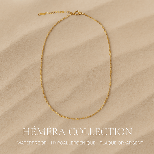 Collier La Daily doré ou argenté waterproof & hypoallergénique HÉMÉRA