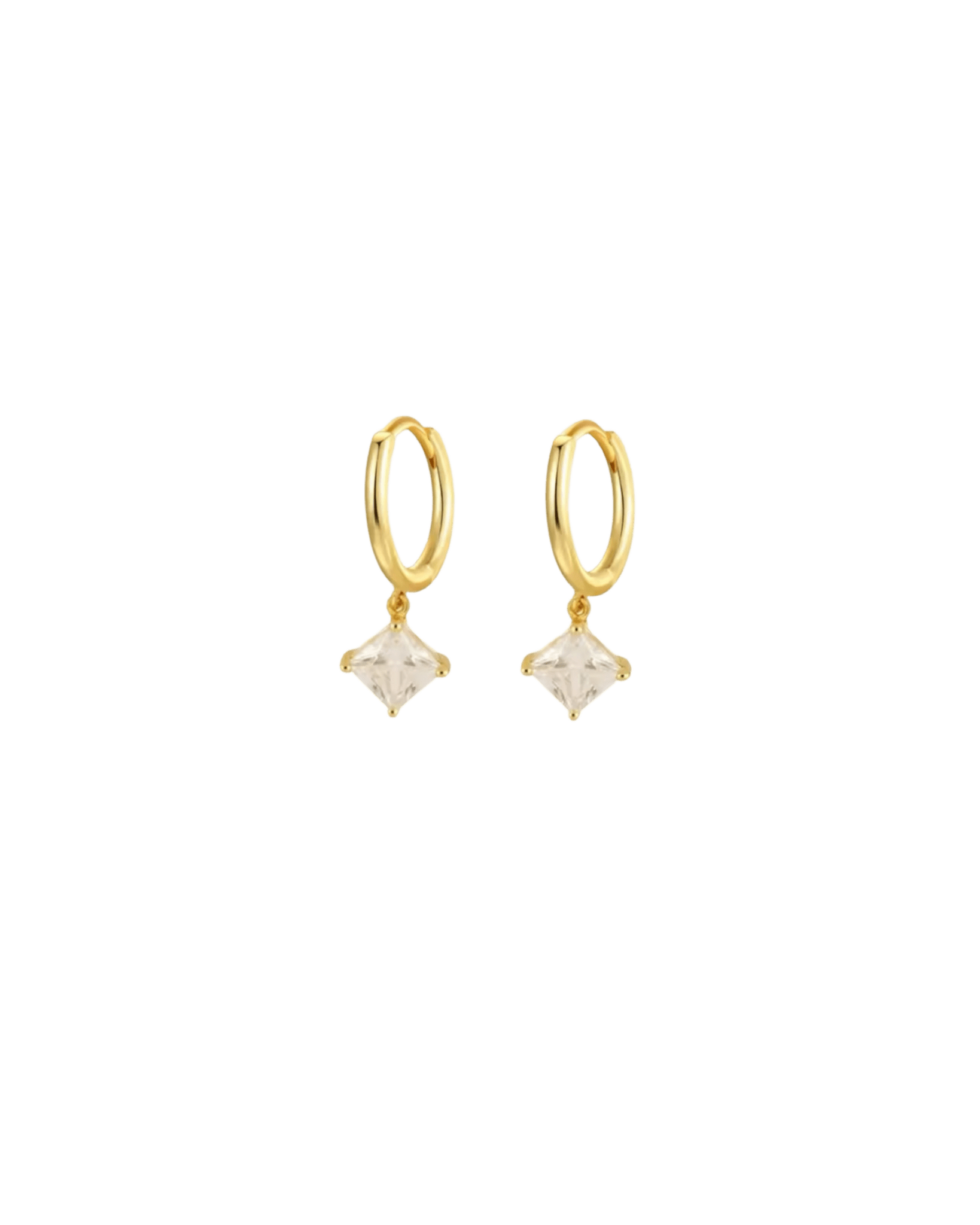 Boucles La Daily Out anneaux dorés ou argentés zircon losange waterproof & hypoallergéniques HÉMÉRA