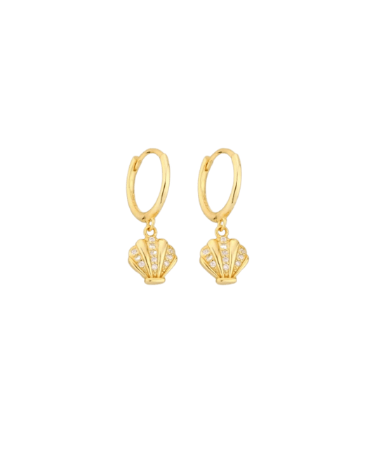 Boucles d'oreille La Mermaid coquillage suspendu zircon waterproof & hypoallergéniques HÉMÉRA