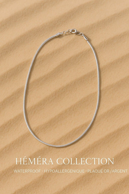 Collier Mini Flat Snake doré waterproof & hypoallergénique HÉMÉRA