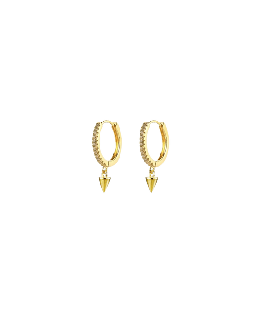 Boucles La Pique dorées en zircon au design audacieux waterproof & hypoallergéniques HÉMÉRA