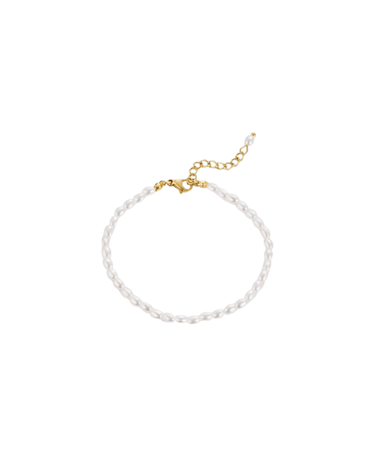 Bracelet La Sweet Pearl perles ovales chaînette plaqué or waterproof & hypoallergénique HÉMÉRA