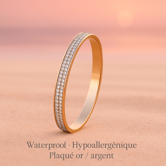 Bracelet L’Auréa plaqué or ou argent avec cristaux sertis waterproof & hypoallergénique HÉMÉRA